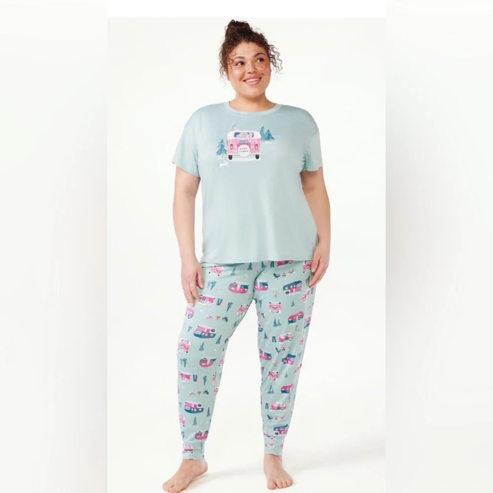 2 Piece plus size Women’s Short Sleeve T-Shirt and Joggers‎ Pajama Set size 3X